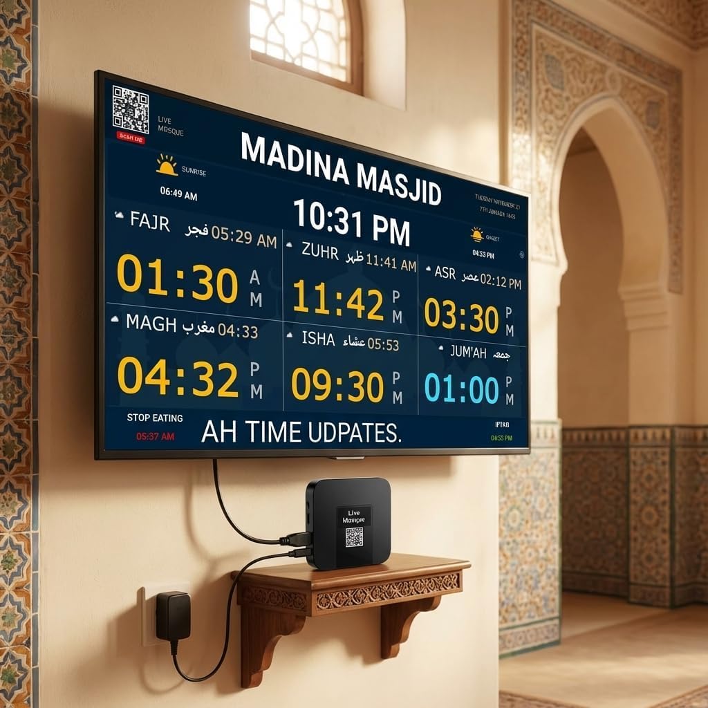 Masjid Clock Iqamah time display for mosques